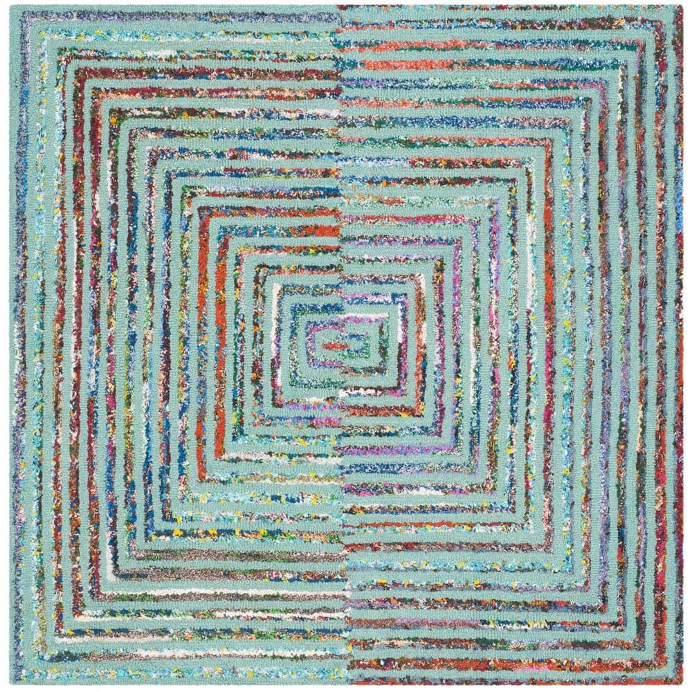 Nantucket NAN603 Hand Tufted Area Rug - Teal - 6'x6' - Safavieh.