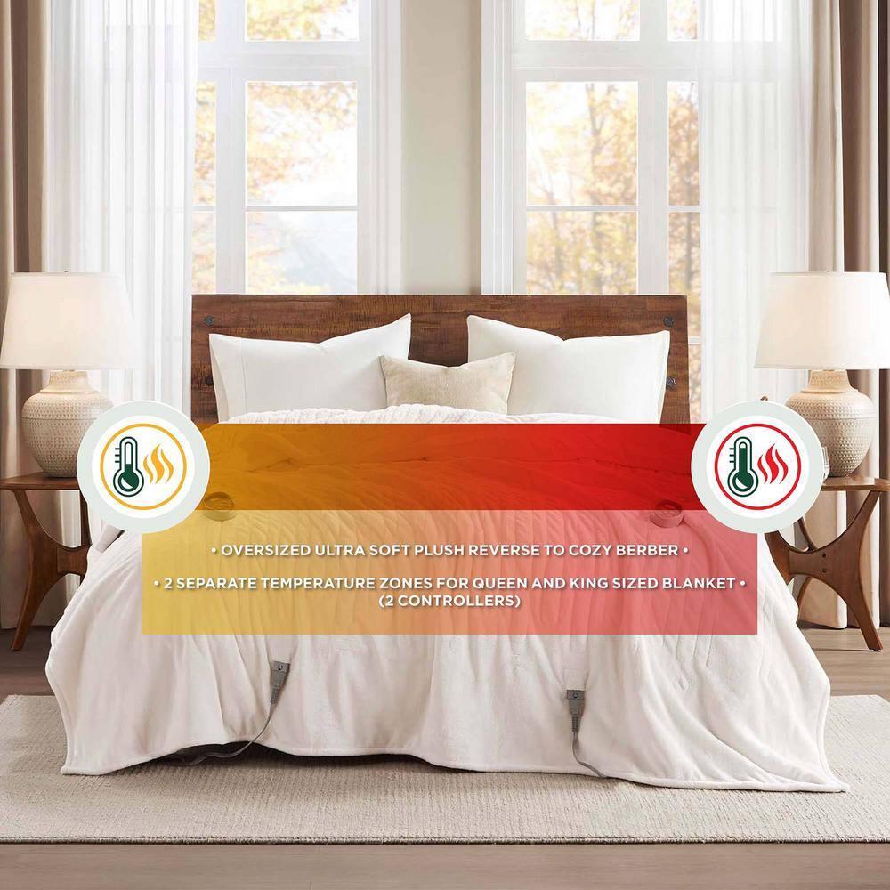 Woolrich Woolrich Heated Plush to Berber Ivory Blanket Queen