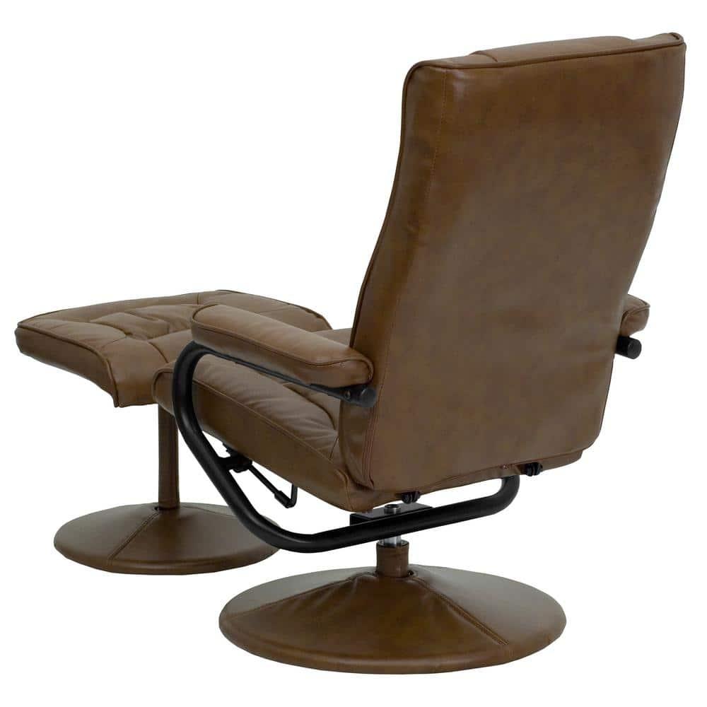 Flash Furniture Rachel Contemporary Multi-Position Recliner and Ottoman with Wrapped Base in Palimino LeatherSoft