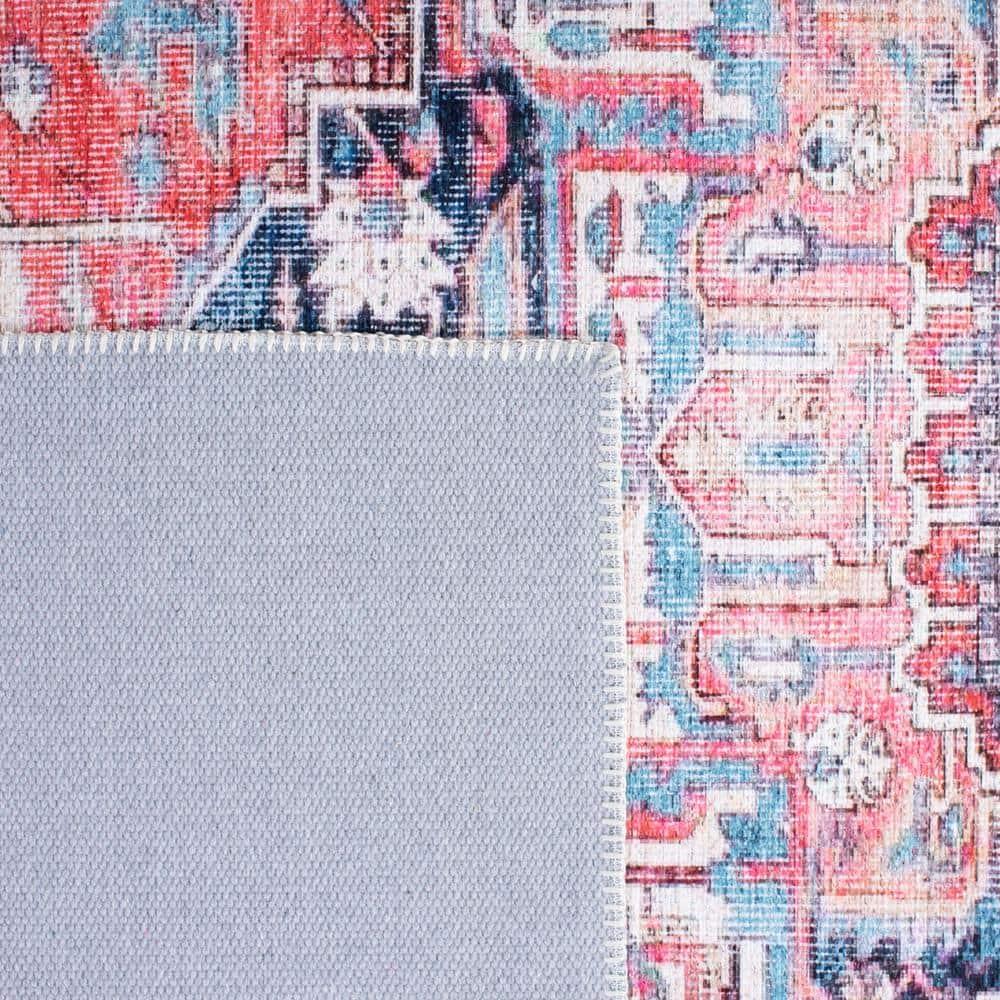 SAFAVIEH Serapi Doncho Traditional Machine Washable Area Rug, Red/Navy, 10' x 14'