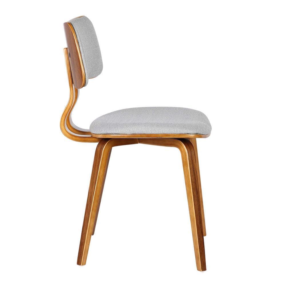 Jaguar Mid-Century Modern Kitchen Dining Table Accent Chair in Walnut Wood and Gray Fabric