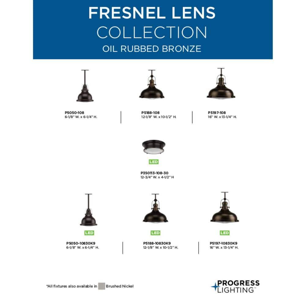 Progress Lighting, Fresnel, 1-Light Pendant, Oil Rubbed Bronze, Prismatic Glass Shade