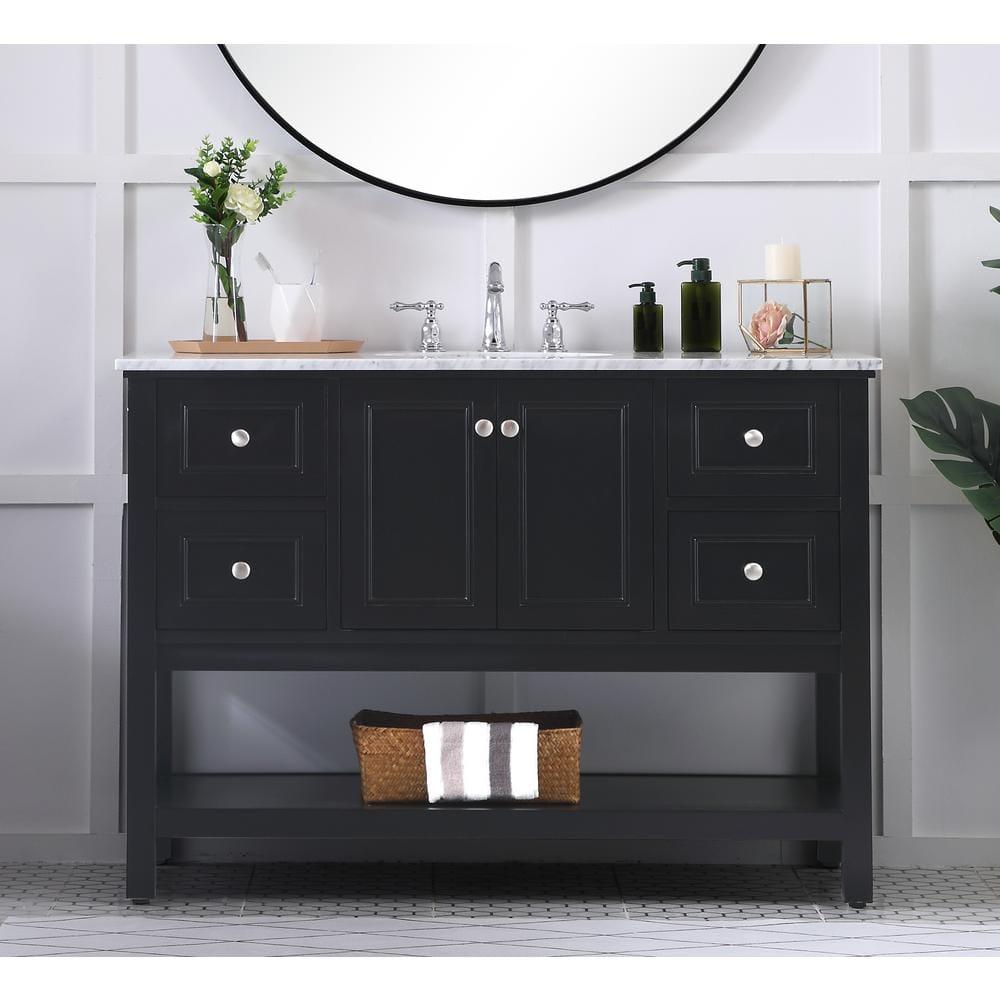 Elegant Decor Metropolis 48" Single Marble Top Bathroom Vanity in Black