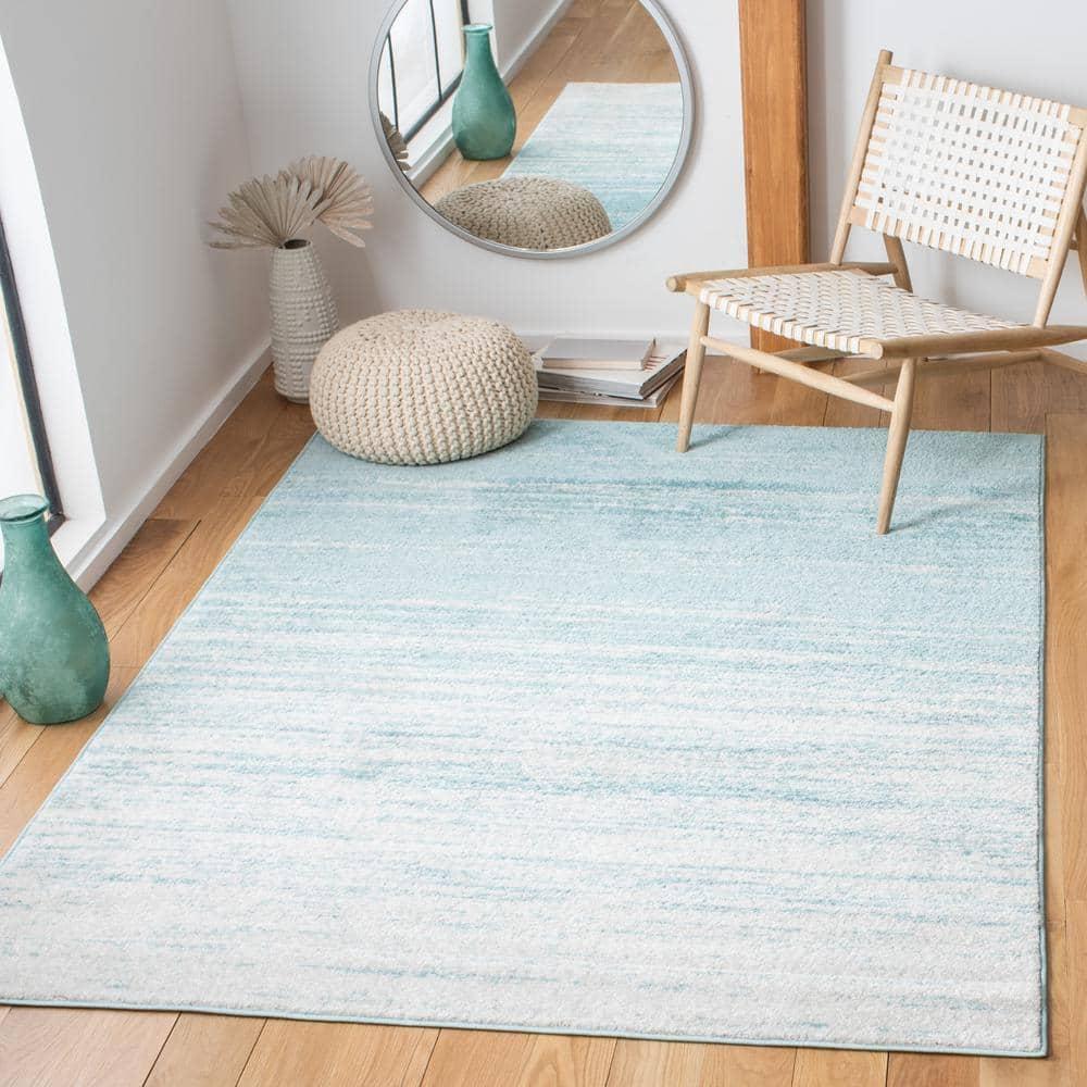 Adirondack ADR113 Machine Made Indoor Area Rug - Aqua/Ivory - 4'-5"x6'-5" - Safavieh