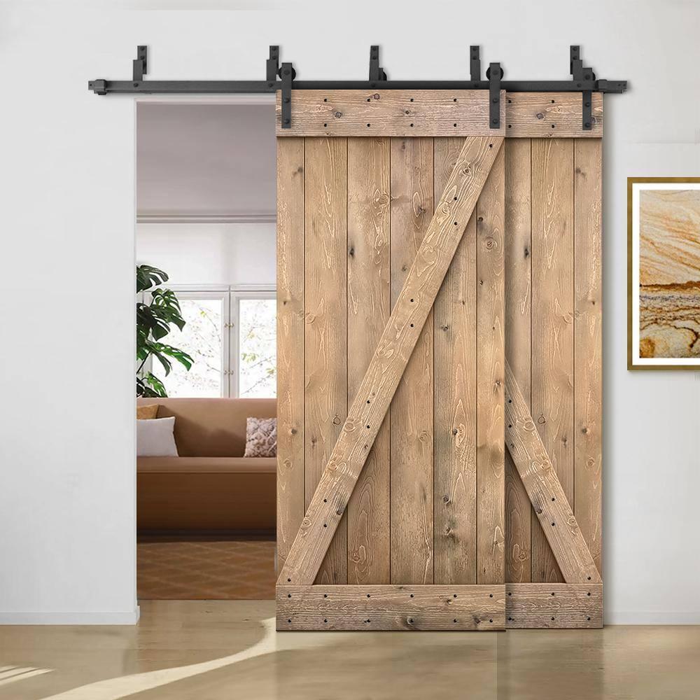 Calhome 84'' Solid Wood Paneled Painted with Installation Hardware Kit Barn Door