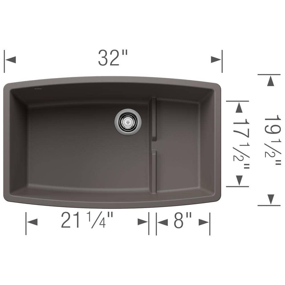 Performa Cascade SILGRANIT 32" Single Bowl Undermount Kitchen Sink with Colander