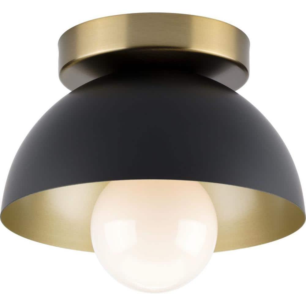 Eva Collection One-Light Matte Black Mid-Century Modern Flush Mount Light
