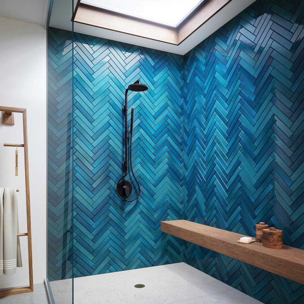 Matte Black Dual Shower System with Adjustable Slide Bar