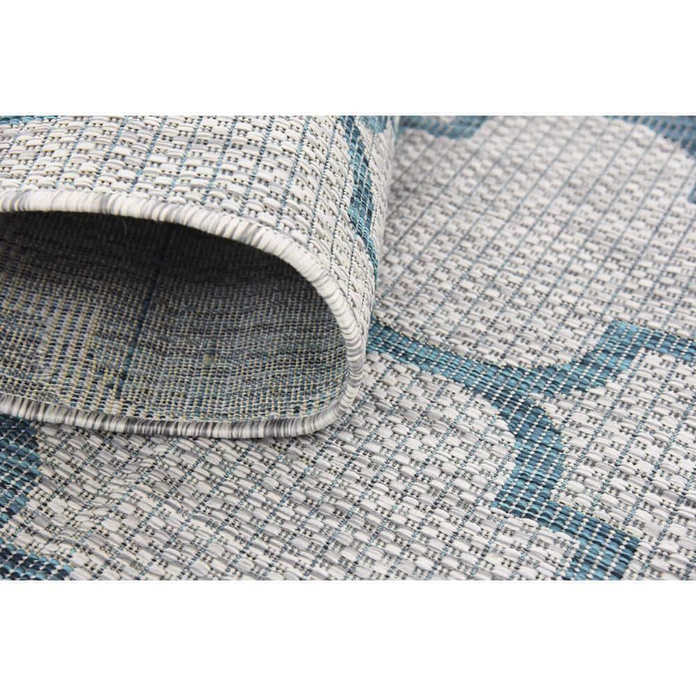 Unique Loom 4' 1 x 6' 1 Rectangle Indoor/Outdoor Trellis Gray Area Rug