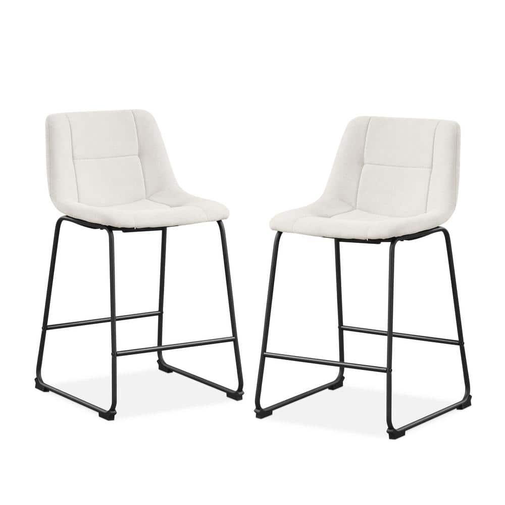 Furniture of America Perri Modern Chenille Counter Height Dining Chairs, White (Set of 2)