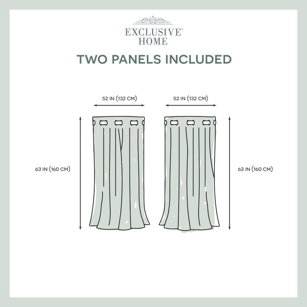 EXCLUSIVE HOME Medallion Room Darkening Blackout Grommet Top Curtain Panel Pair, 52"x63", Silver