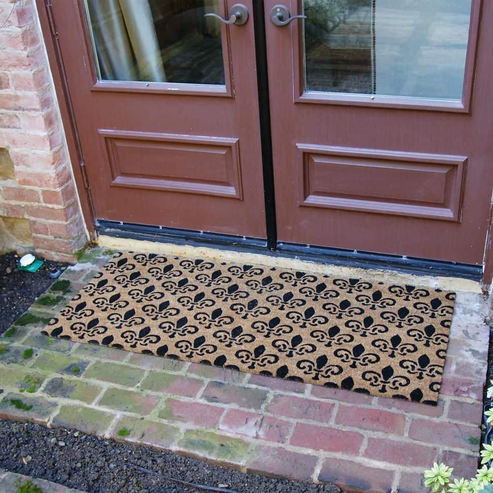 Coir Double Wide Black and Brown Outdoor Door Mats Set