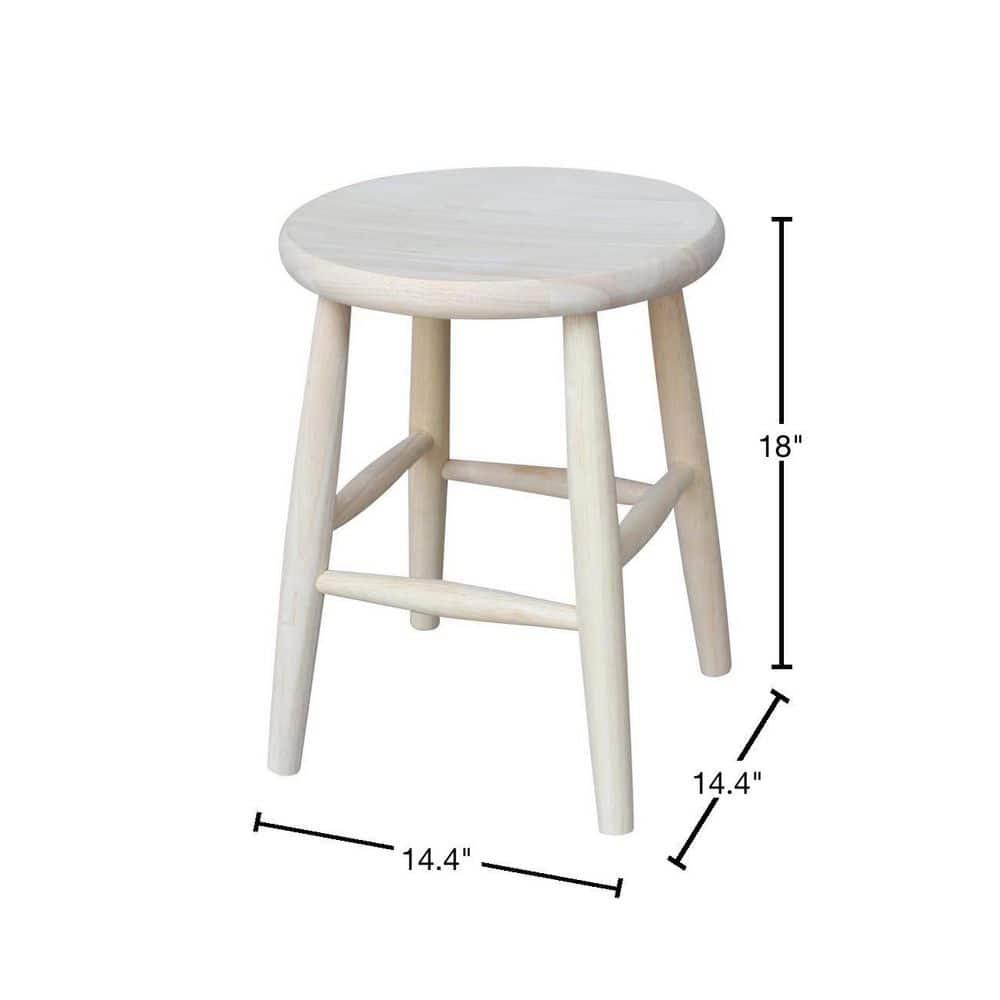 Scooped Seat Counter Height Barstool Brown - International Concepts: Solid Parawood, Kitchen, Unfinished