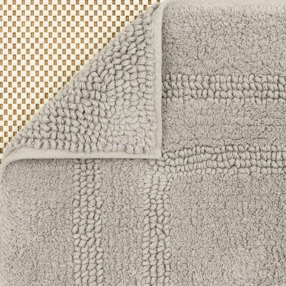 Mohawk Cotton Bath Mat Soft Absorbent Quick Dry Machine Washable Bathroom Mat, Silver, 27" x 45"