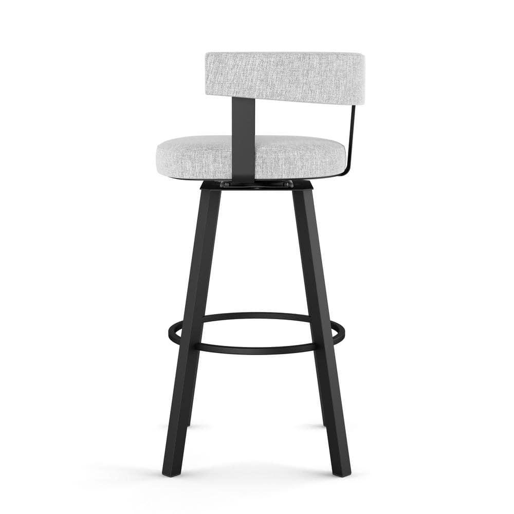 Amisco Parker 26 In. Swivel Counter Stool - Grey White Polyester / Black Metal