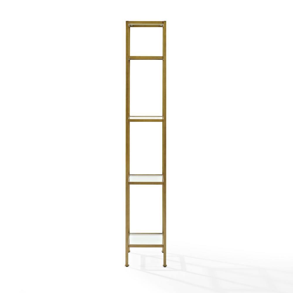 73" Aimee Narrow Etagere - Crosley: Modern Luxury Glass Shelf Unit, Powder-Coated Steel Frame, 4-Tier