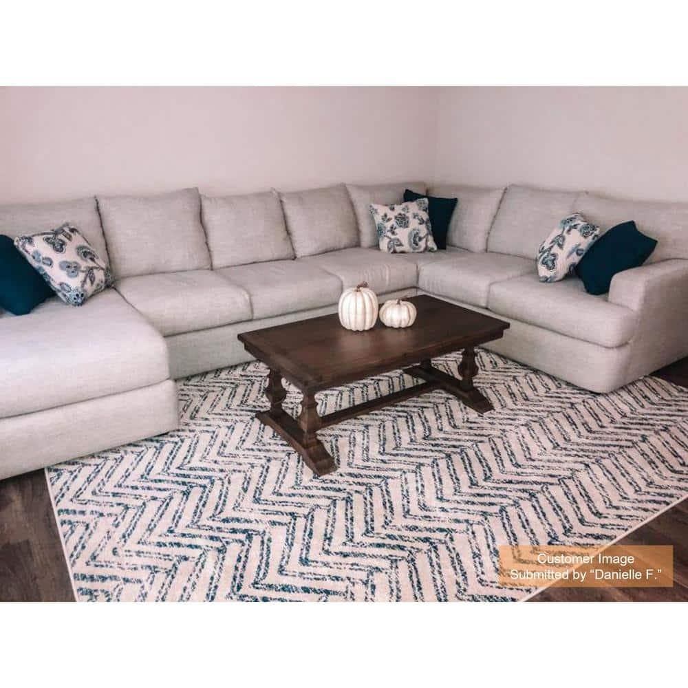 Nuloom Rosanne Chevron 8x10 Indoor Area Rug for Living Room Bedroom Dining Room Kitchen, Blue/Ivory