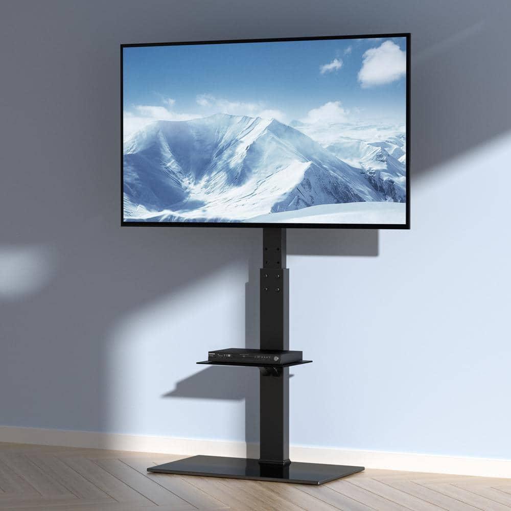 TV Mount Stand, Swivel Tall TV Stand for 32 - 85 in. TVs Height Adjustable with Tempered Glass Base for Bedroom, Study