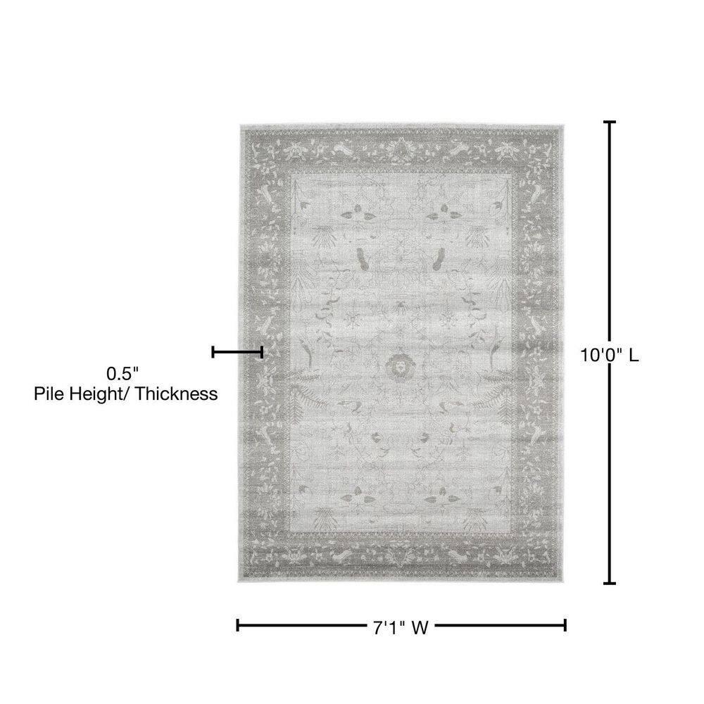 Unique Loom 7' 1 x 10' 0 Light Gray La Jolla Floral Area Rug
