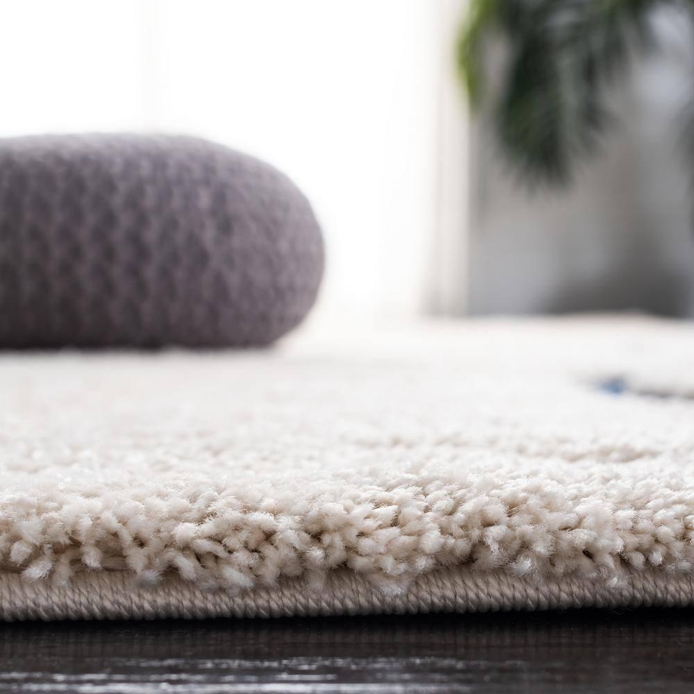 Florida Shag SG471 Power Loomed Indoor Area Rug - Cream/Blue - 9'x9' Square - Safavieh