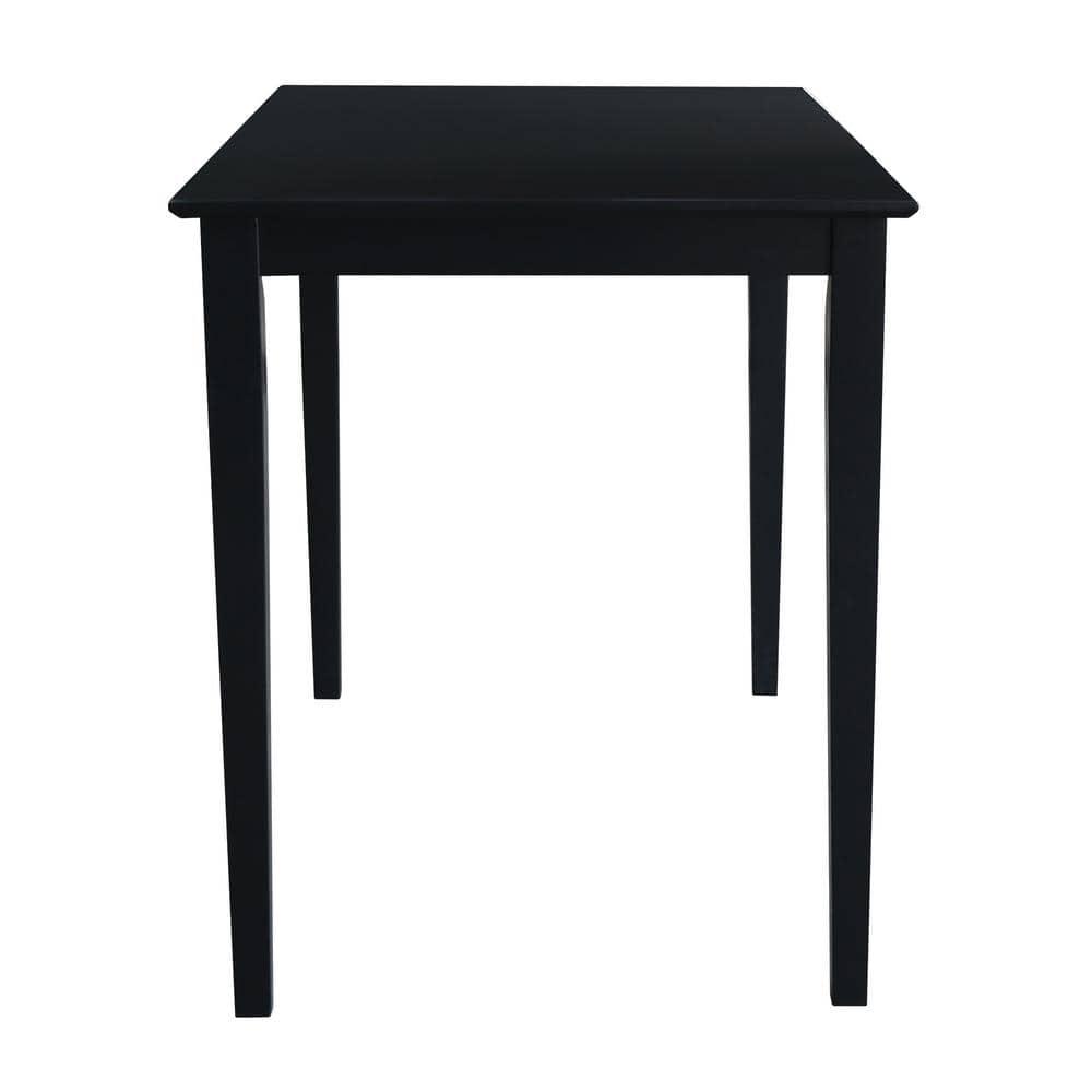 30" x 48" Solid Wood Top Counter Height Table with Shaker Legs Black - International Concepts: Parawood, Non-Extension