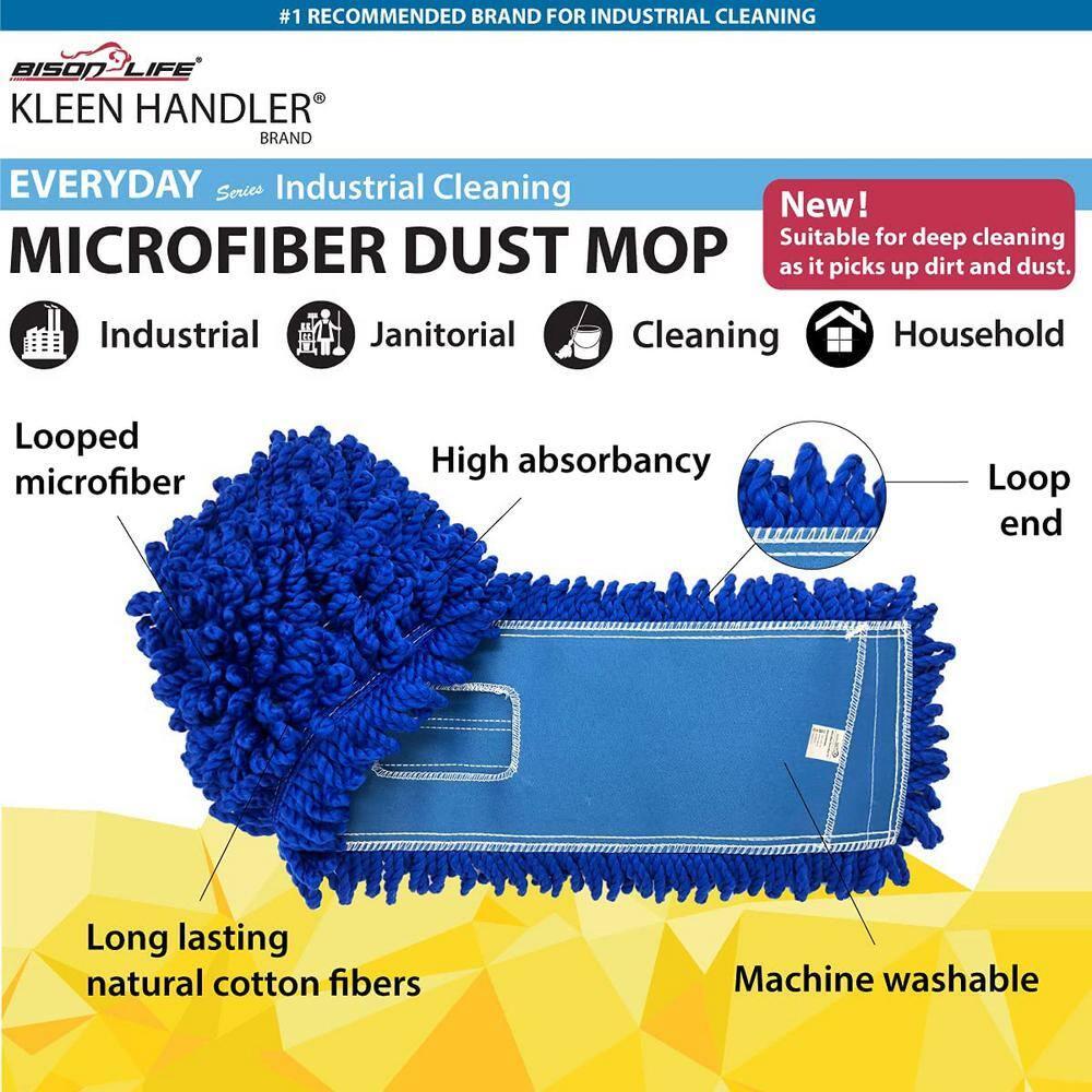 Kleen Handler 36 inch Microfiber Dust Mop | 12 Pack, Large Washable Commercial Mop Head Replacement