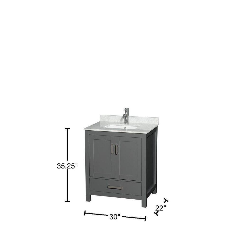 Wyndham Collection Sheffield 30" Freestanding Single Bathroom Vanity with Marble Top