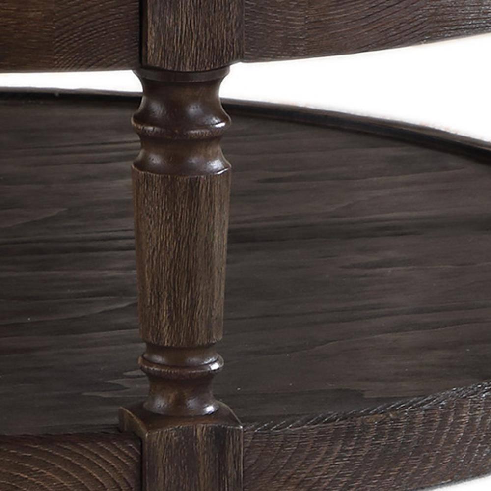 Best Master Tufted Fabric Upholstered Round Ottoman in Rustic Gray/Beige