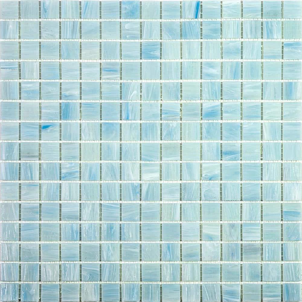 Apollo Tile Celestial 12 in. x 12 in. Glossy Yale Blue Glass Mosaic Wall and Floor Tile (10 sq. ft./case) (10-pack)