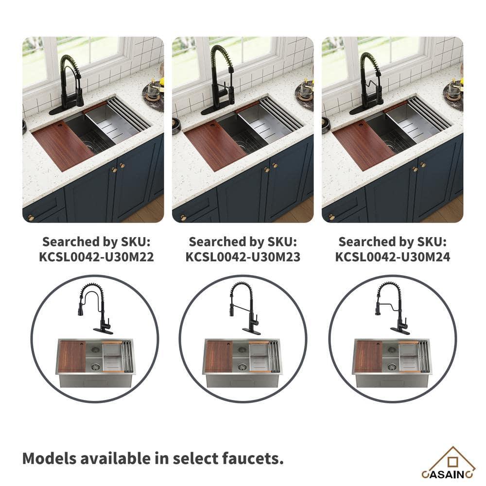 CASAINC 30" L X 19" W Single Bowl Stainless Steel Undermount Kitchen Sink With Faucet