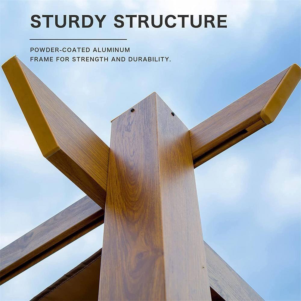 TOTAL Outdoor 10' X 13' Outdoor Aluminum Pergola with Retractable Weather-Resistant Canopy, Perfect for BBQs, Parties, Backyard, Deck, Garden, and Beach (Wood-looking)