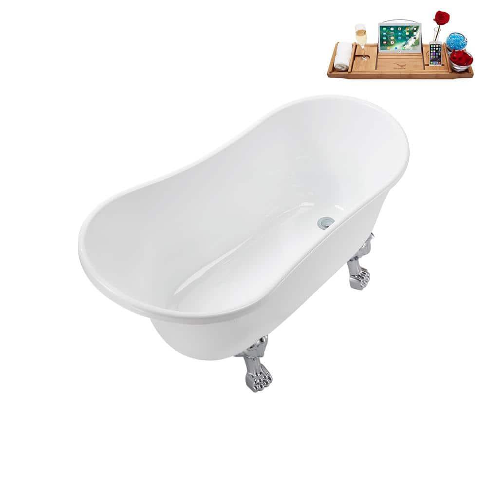 Streamline Bath 51.2'' x 25.6'' Freestanding Soaking Acrylic Bathtub N373CH-IN-CH