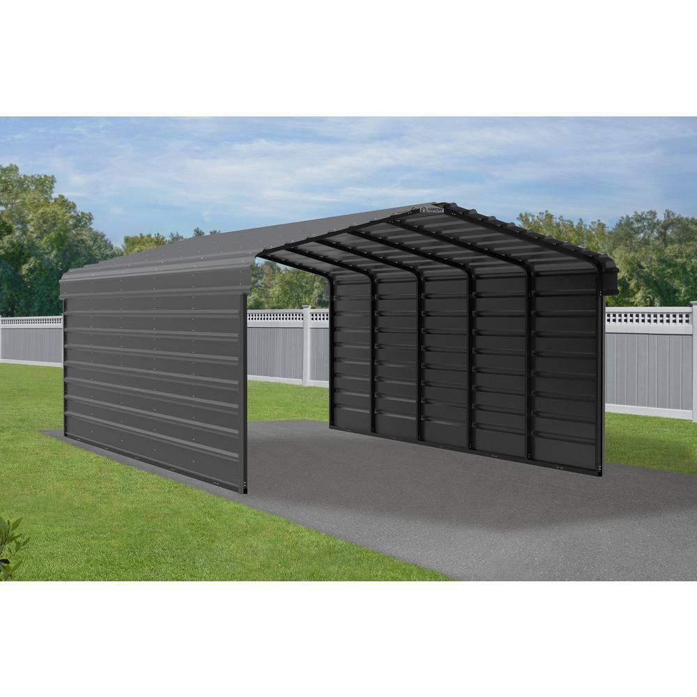 Arrow 24 x 12 ft Eggshell Carport with 2-sided Enclosure