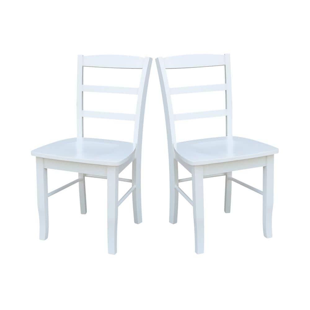 International Concepts Set of Two Madrid Solid Wood Ladderback Chairs in White