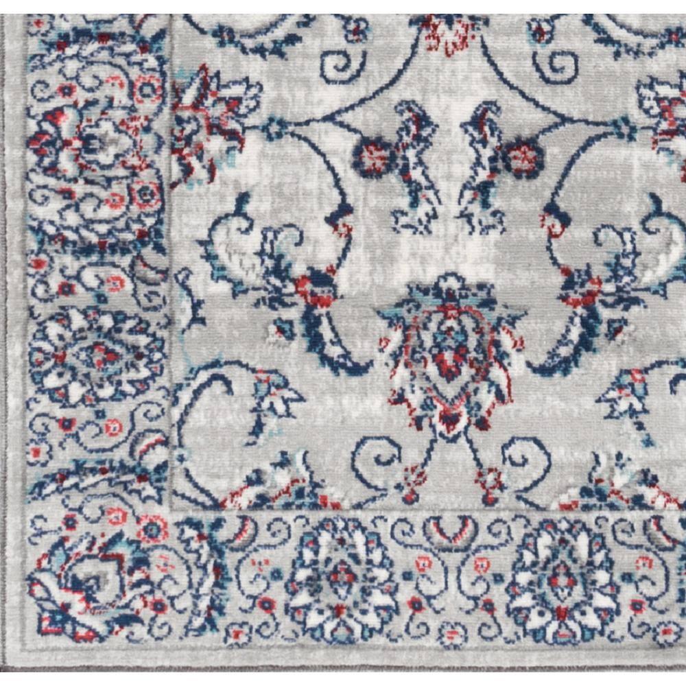 2'x8' Modern Persian Vintage Runner Rug, Light Grey/Red - JONATHAN Y