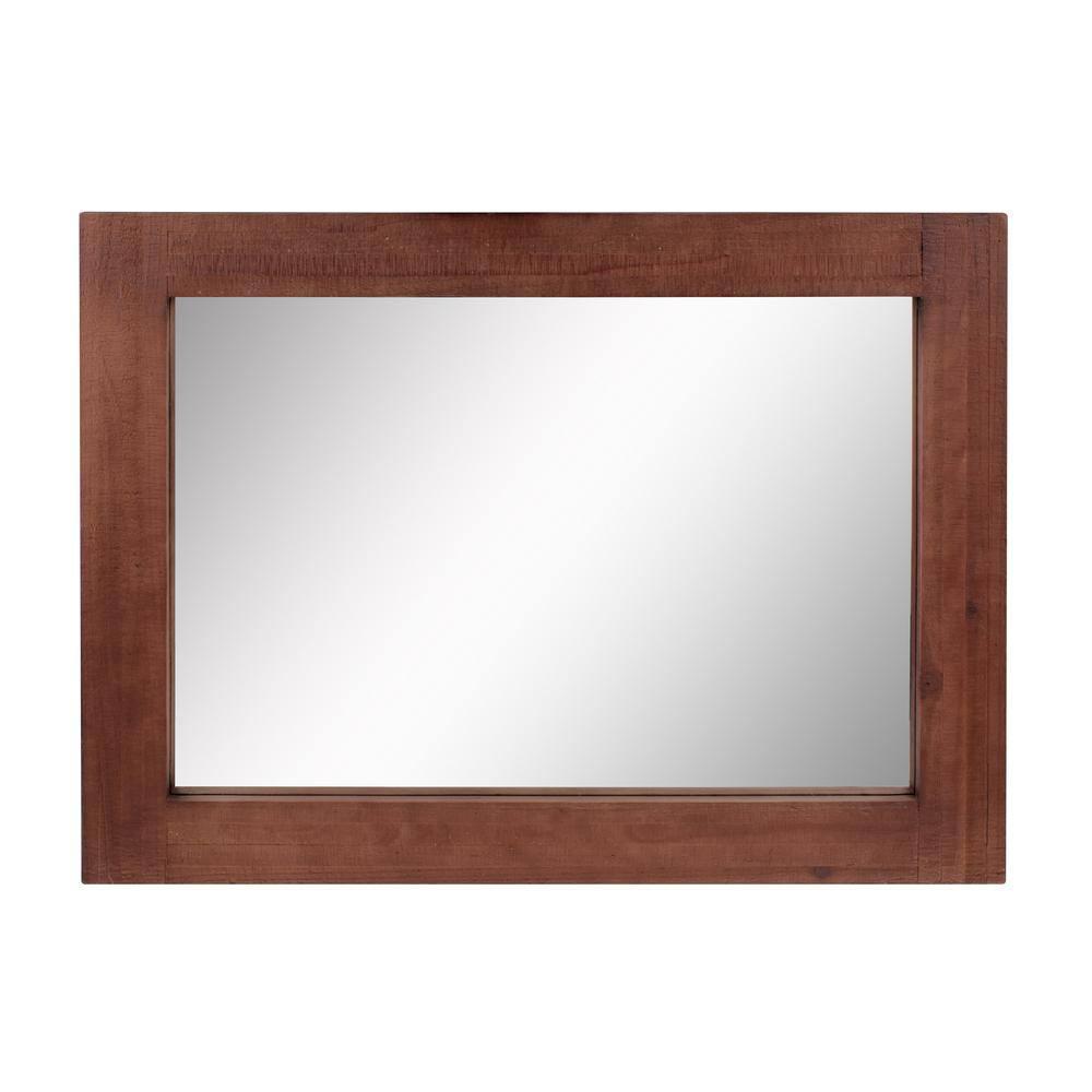 Stonebriar 24" x 18" Redwood Country Rustic Rectangle Wood Wall Mirror
