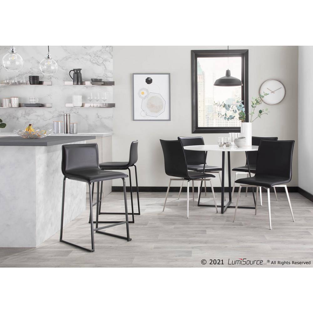 Set of 2 26" Mara Contemporary Counter Height Barstools Black - LumiSource: Faux Leather, Metal Base, Built-in Footrest