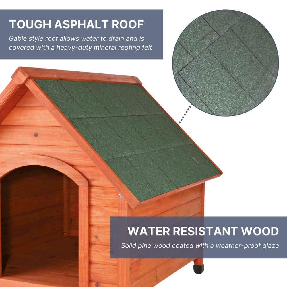 TRIXIE Natura Cottage Dog House – Outside Dog House for Large Dogs with Weatherproof Sealer & Peaked Roof, Wooden Dog House with Adjustable Legs for Large Dogs – 40 x 33 x 34.5 in