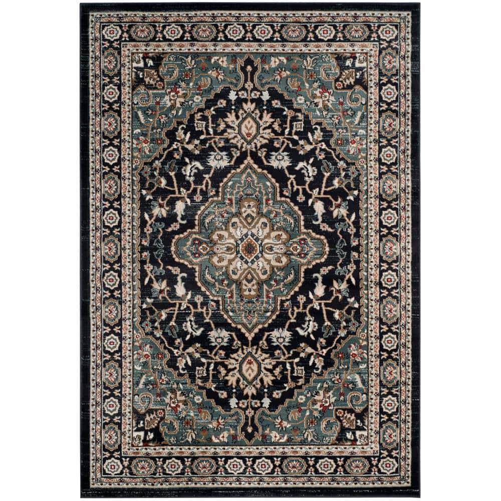 Lyndhurst LNH338 Power Loomed Area Rug - Anthracite/Teal - 4'x6' - Safavieh.