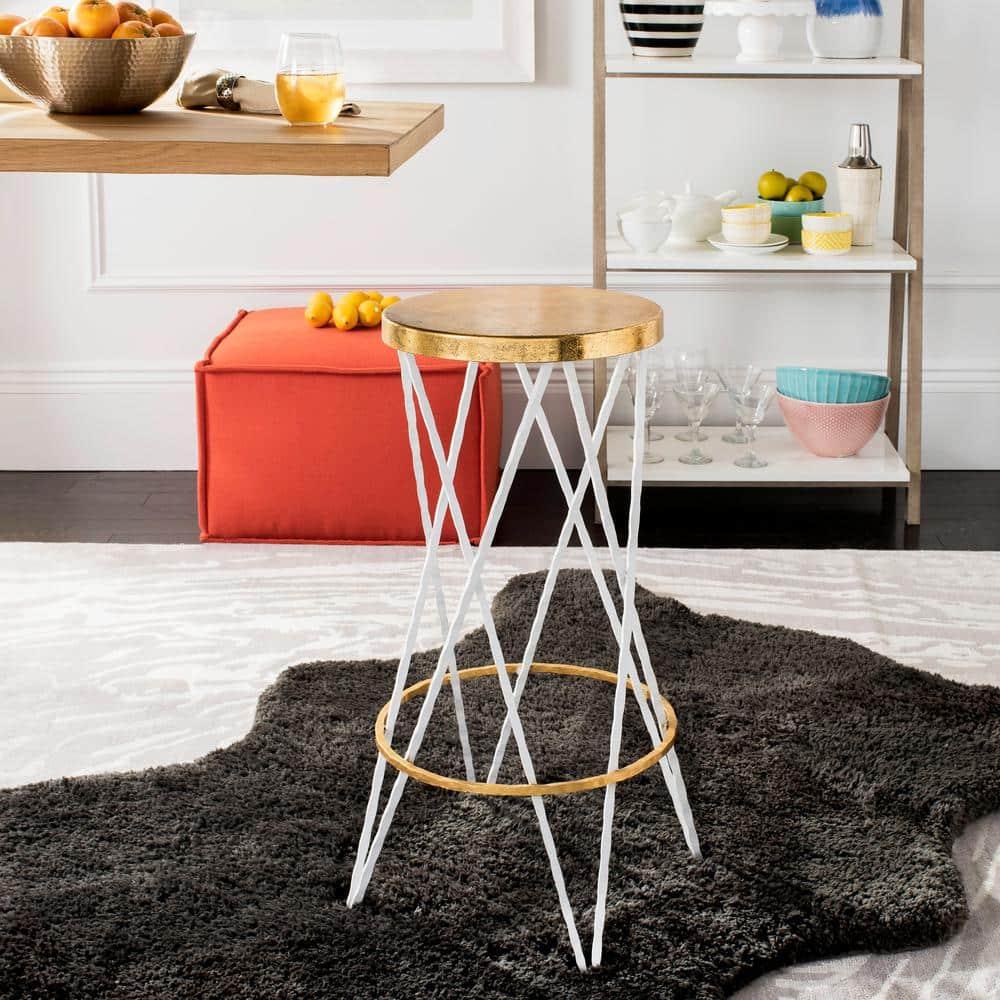 Hester Bar Stool - FOX3253 - White/Gold - Safavieh Couture