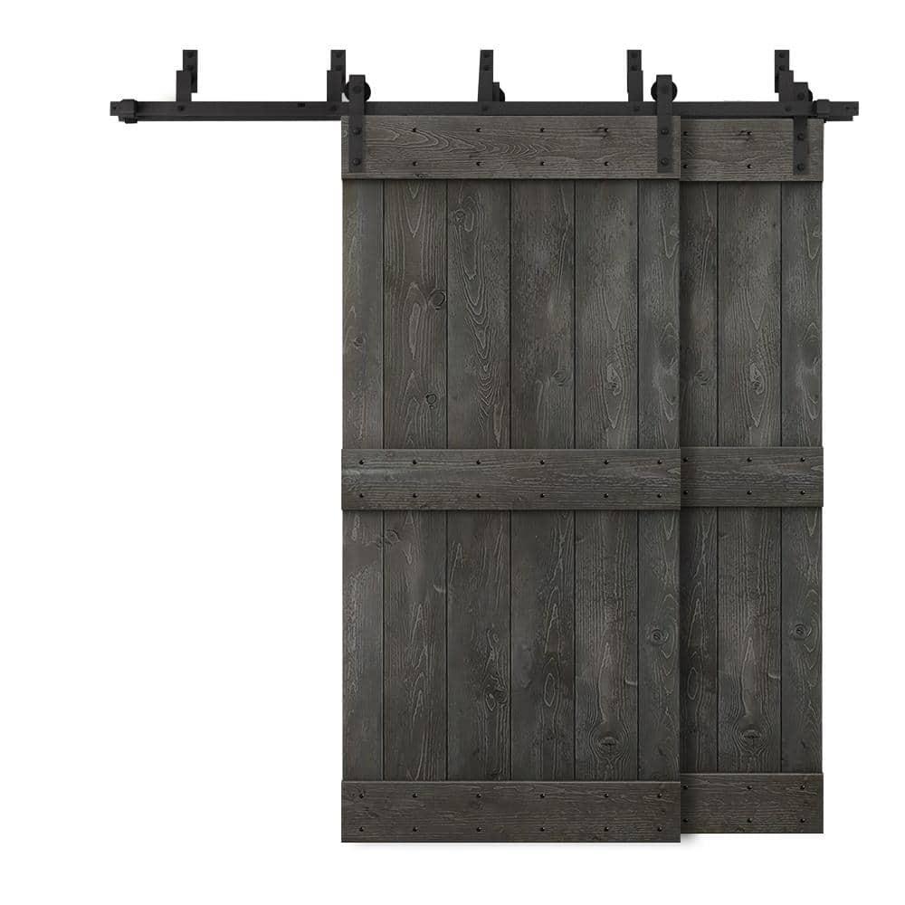 Calhome 84'' Solid Wood Paneled Painted with Installation Hardware Kit Barn Door
