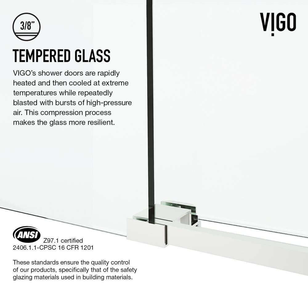 Cass 56-60" W x 66" H Sliding Frameless Tub Door with 3/8" Clear Glass