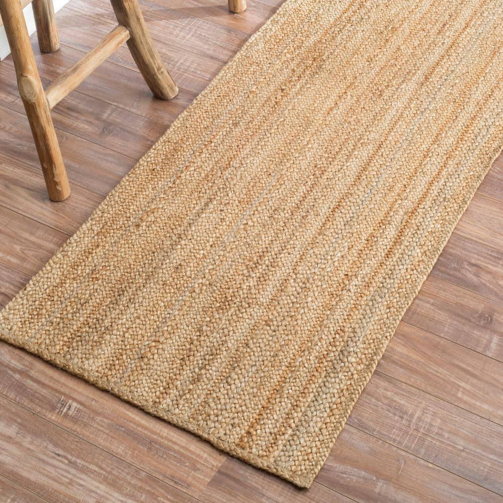 nuLOOM Rigo Hand Woven Farmhouse Jute Runner Rug, 2' 6" x 16', Natural