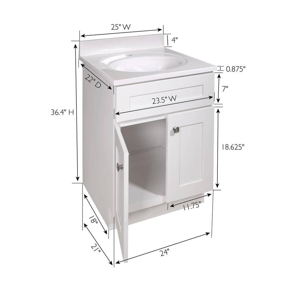 Design House Brookings 25 Inch Bathroom Vanity with Cultured Marble Top, Assembled, Sherwin Williams® Gray – Design House, 215541