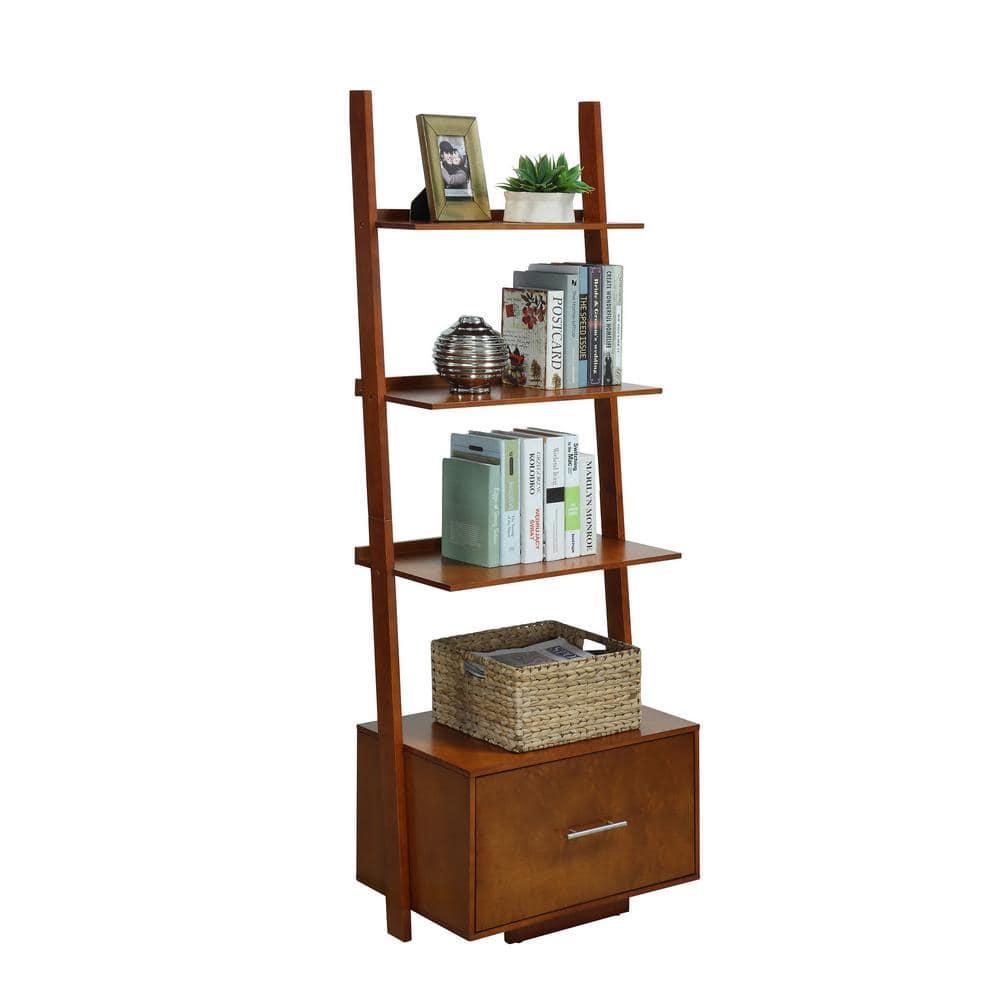 Convenience Concepts American Heritage Ladder Bookcase with File Drawer-Finish:Cherry