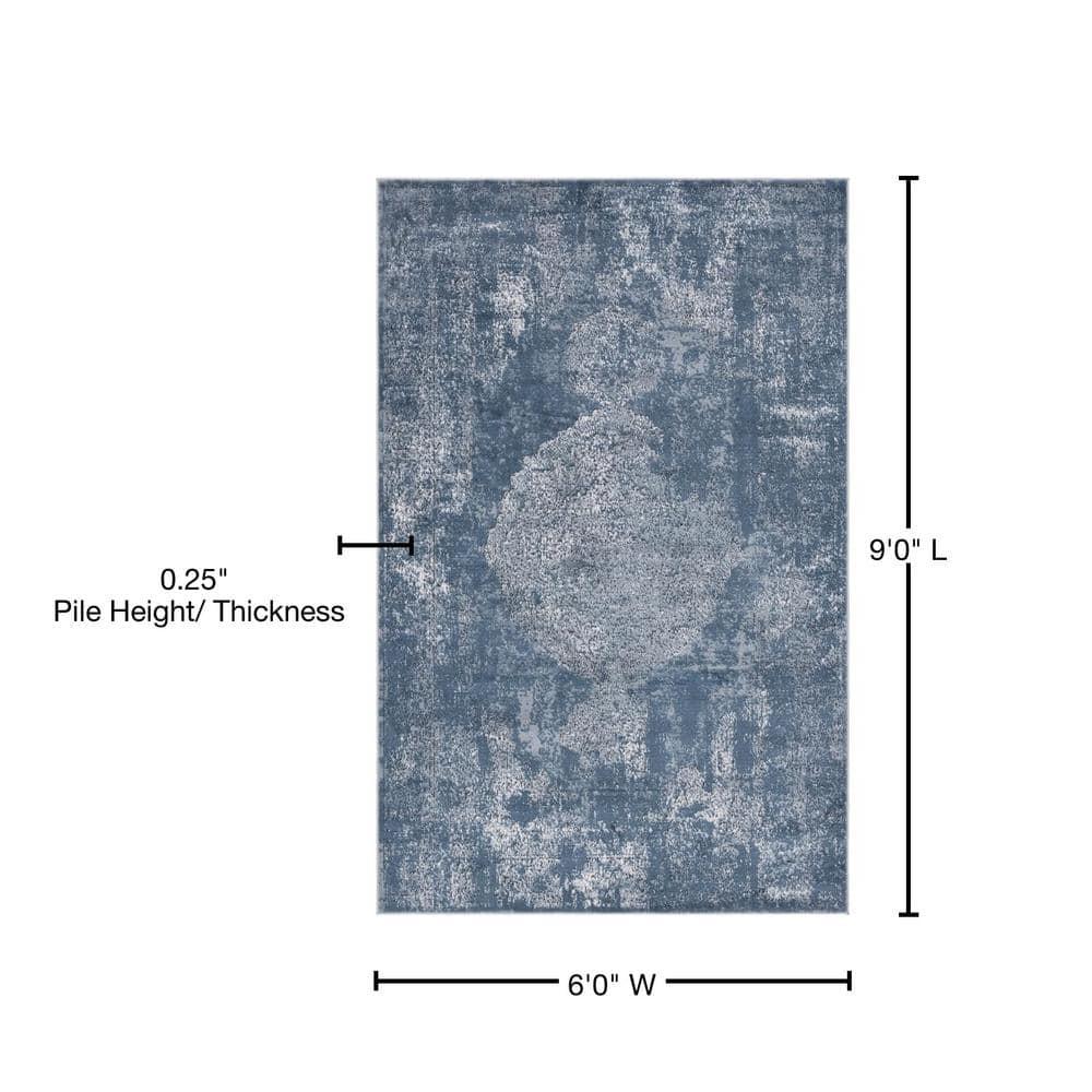 Unique Loom Portland Collection Area Rug - Woodburn (6' 1" x 9' Rectangle Blue/Ivory)
