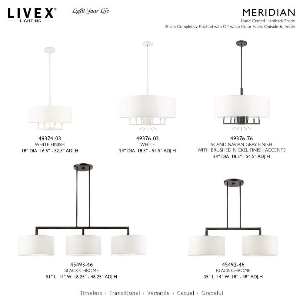Livex Lighting Meridian 3 - Light Chandelier in  Black Chrome