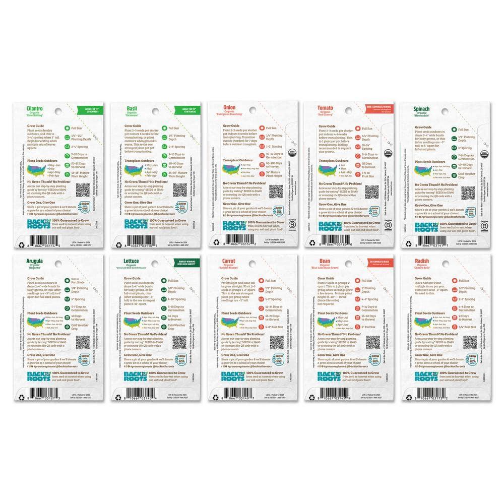Back to the Roots 10pk Organic Beginners Garden Seeds