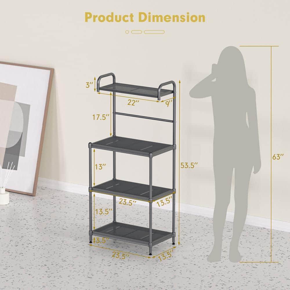 Costway 4-Tier Baker's Rack Microwave Oven Stand Shelves Kitchen Storage Rack Organizer Grey