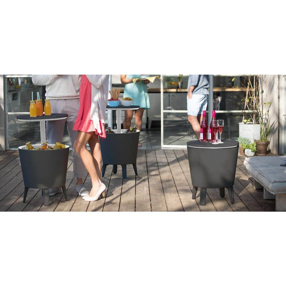 Keter Keter 32 Qt. Cool Bar Cooler Outdoor Weather Resistant Patio Furniture 2 in 1 Pop Up Cocktail Side Table and Beverage Cooler Combo
